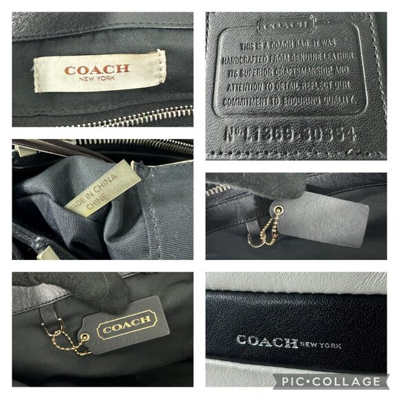 Authentic Coach # 30354 Broug BR Stripe Black/White Leather Sachel/Shoulder Bag - Picture 12 of 14